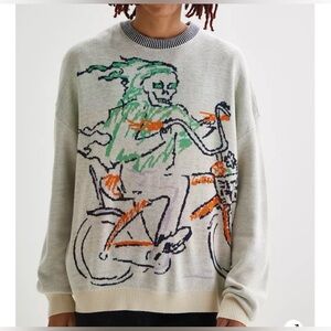 Urban Outfitters Skeleton Graphic Streetwear Sweater Size S Grunge Punk